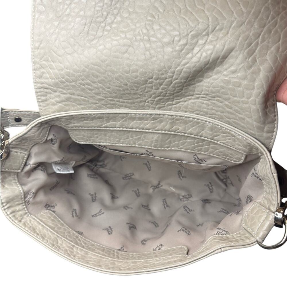 Thirty-One Platinum Grey Pebble Shoulder Bag Vegan Leather Casual Tote - Picture 3 of 13